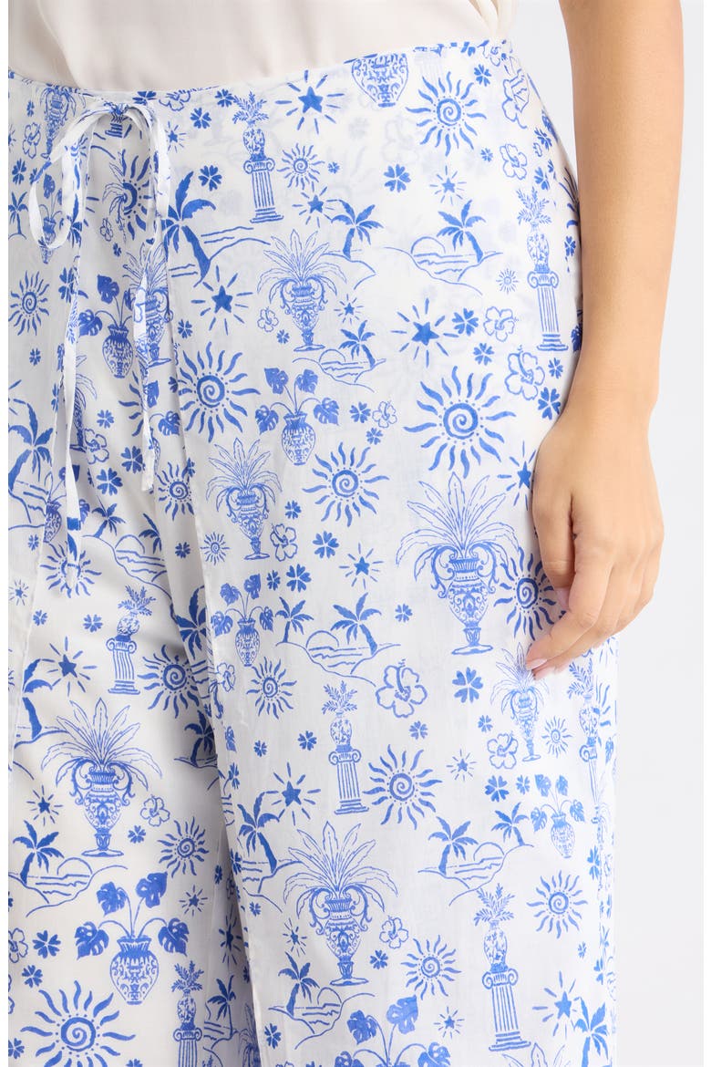 Azul Tropics Nature High Waist Wrap Pants, Alternate, color, BLUES-WHITE