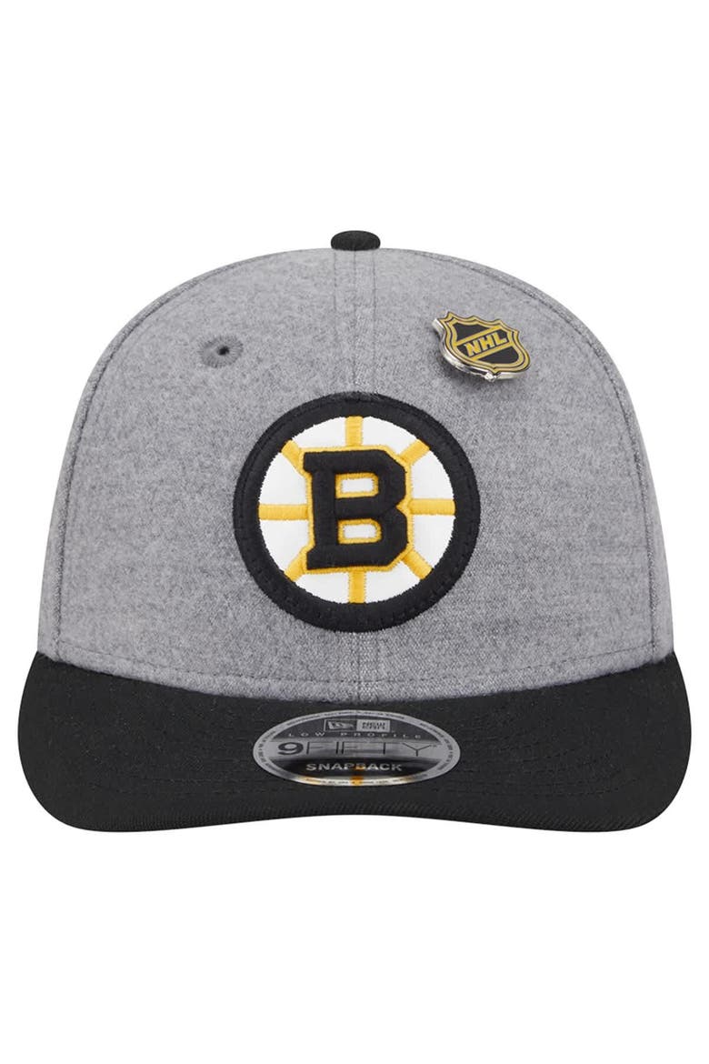 Men's New Era  Gray/Black Boston Bruins Wool Pin Low Profile 9FIFTY Snapback Hat, Alternate, color, Gray