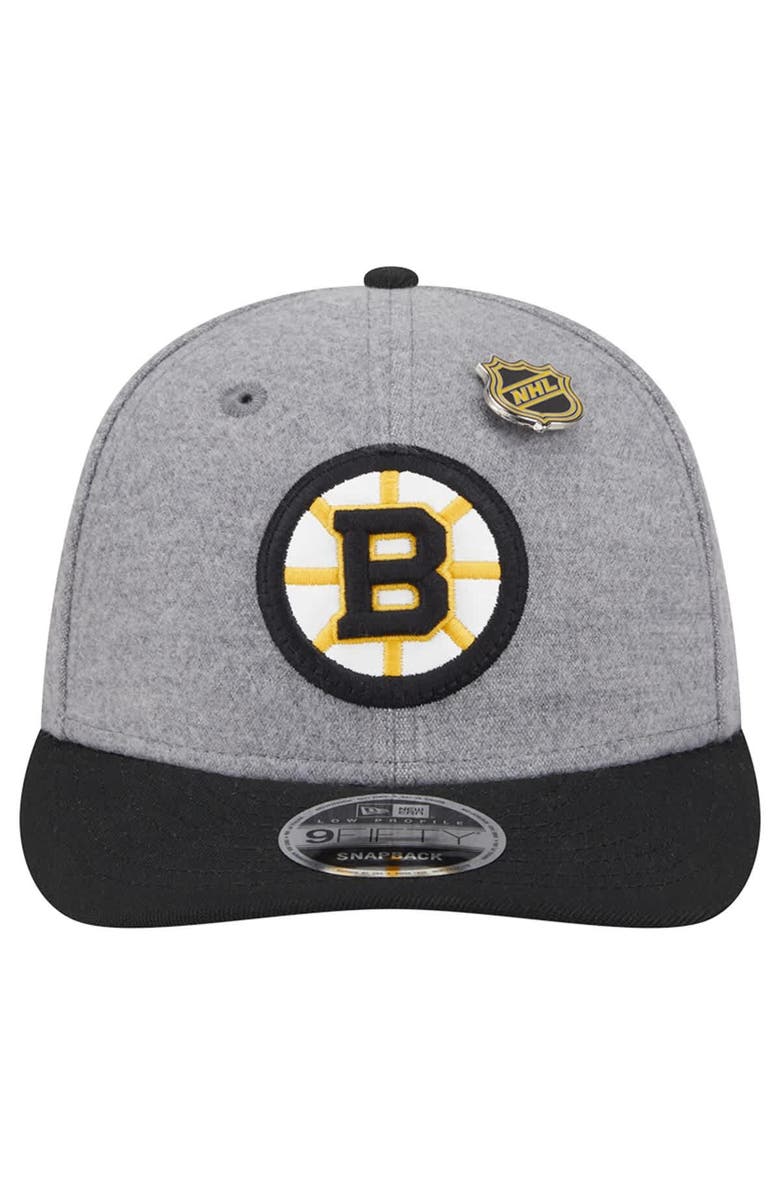 New Era Men's New Era  Gray/Black Boston Bruins Wool Pin Low Profile 9FIFTY Snapback Hat, Alternate, color, Gray