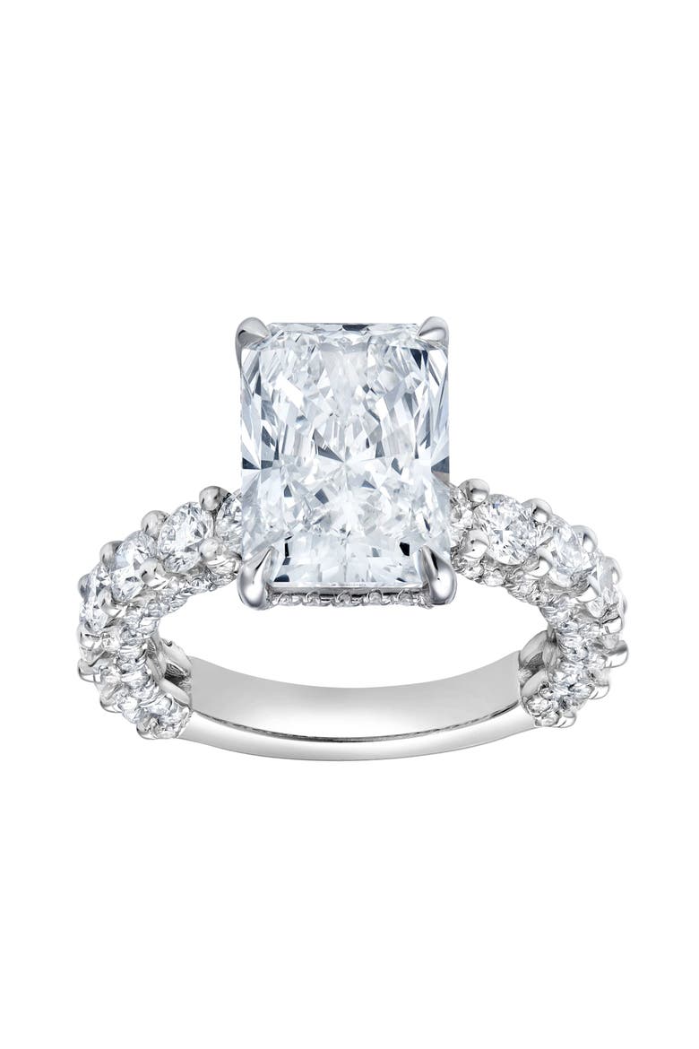 Maelis 14K Gold Radiant Lab Grown Diamond Hidden Halo Engagement Ring - 7.45 Cts, Main, color, 14K White Gold