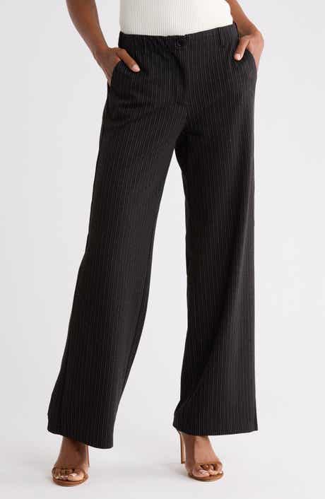 Pinstripe High Waist Wide Leg Trousers
