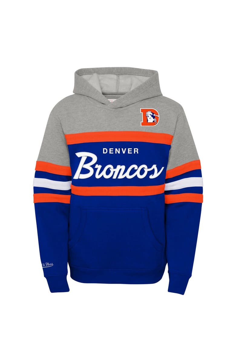 Mitchell & Ness Youth Mitchell & Ness  Royal Denver Broncos Throwback Head Coach Pullover Hoodie, Alternate, color, 