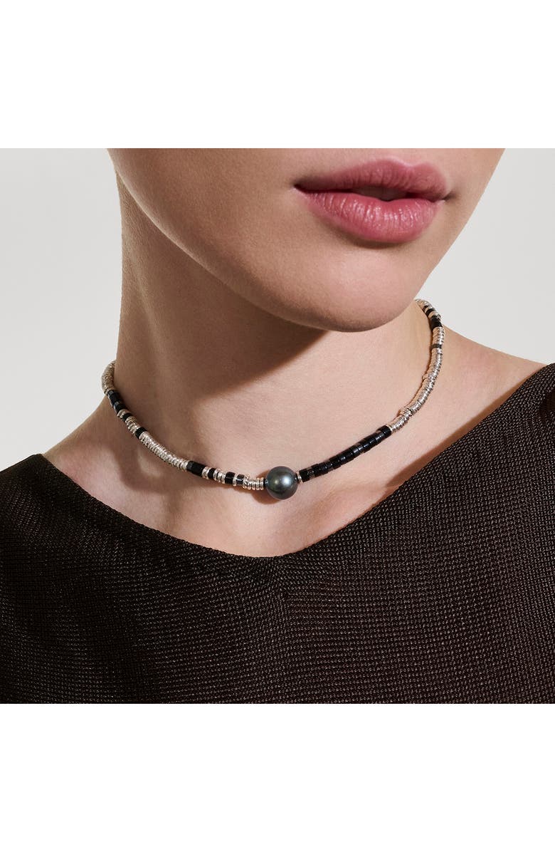 John Hardy Heishi Freshwater Pearl & Bead Silver Necklace, Alternate, color, Silver/ Black