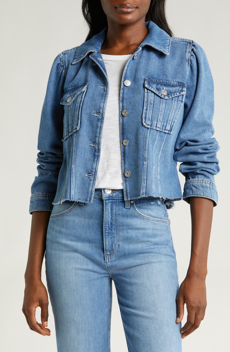 PAIGE Pacey Raw Hem Crop Denim Jacket, Main, color,