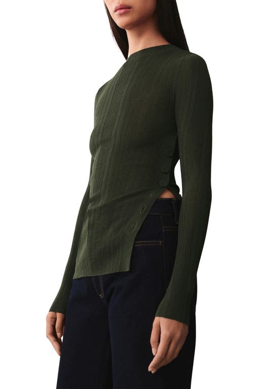 Shop Mango Semitransparent Rib Sweater In Dark Green