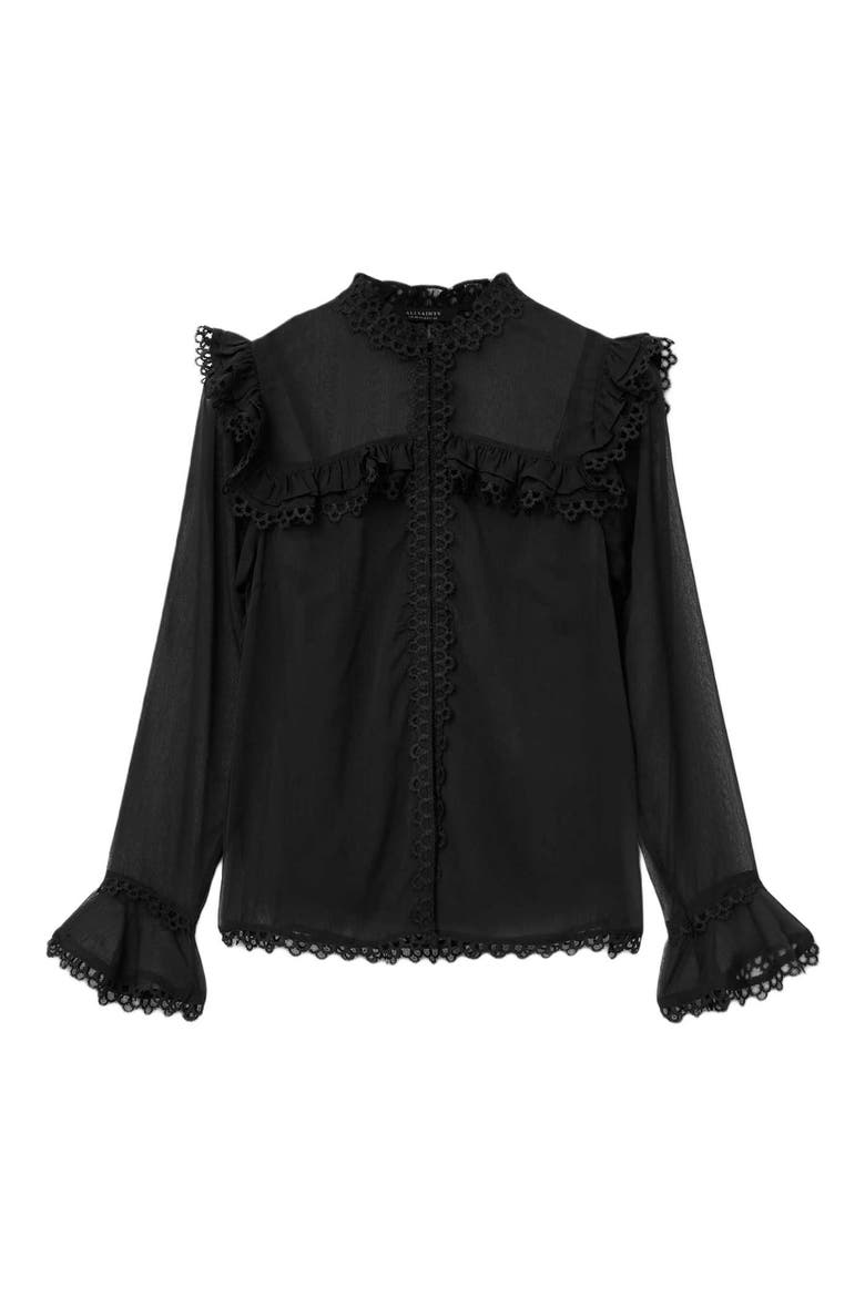 Ciara Ruffle Shirt, Alternate, color, BLACK