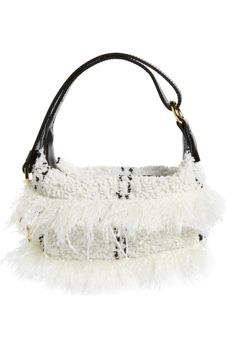Sacai Small Pochette Tweed Top Handle Bag, Alternate, color,