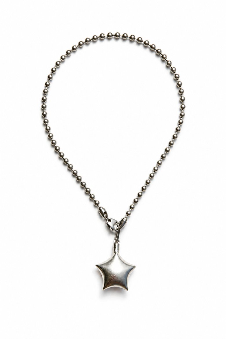 Puffed Star Necklace II, Main, color, Silver