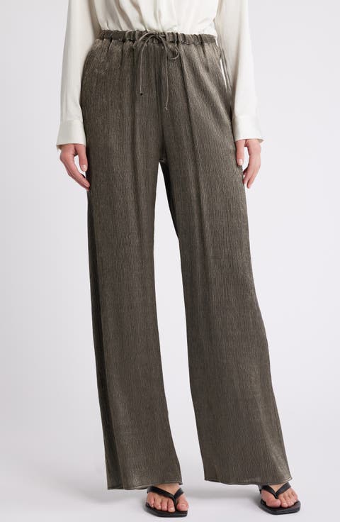 Paloma Plissé Wide Leg Drawstring Pants