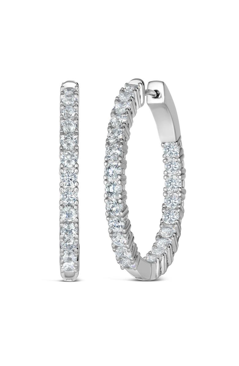 Anna Zuckerman Inside Out 1.50tcw Diamond Crystalline Hoops, Main, color, Platinum