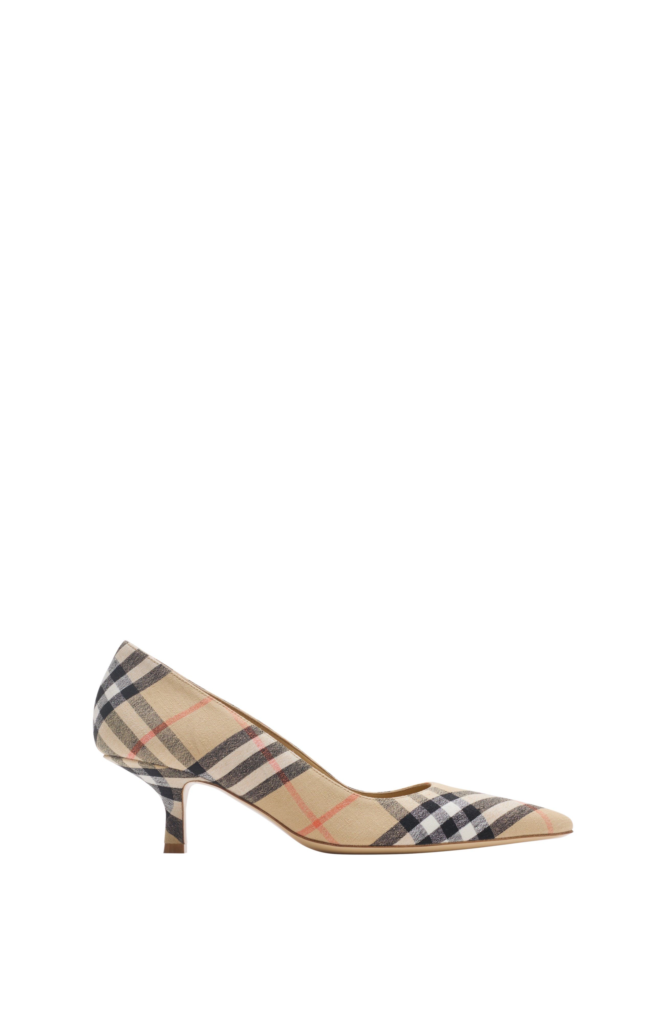 Burberry Check Dame Pumps, Main, color, Sand Beige