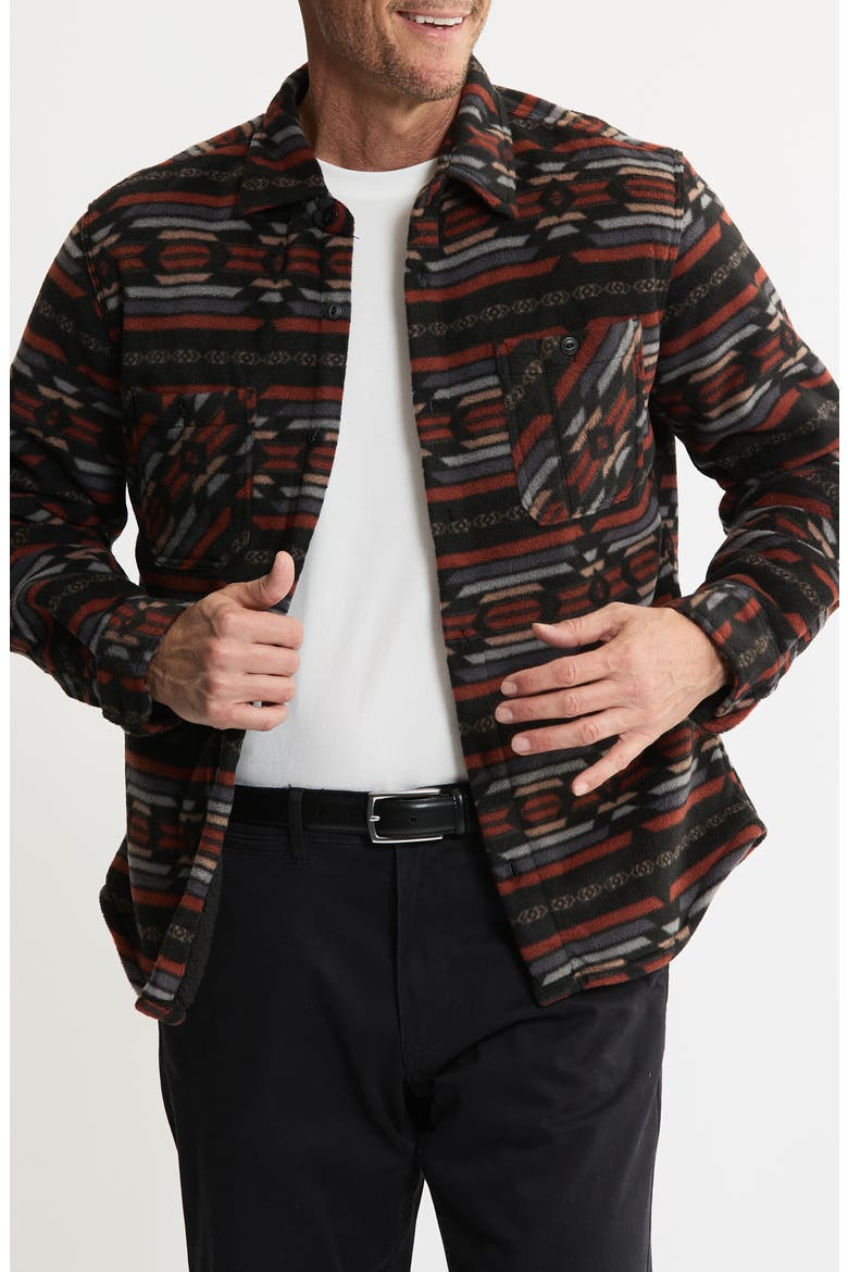 Geometric Jacquard Faux Shearling Lined Jacket, Main, color, BLACK MULTI