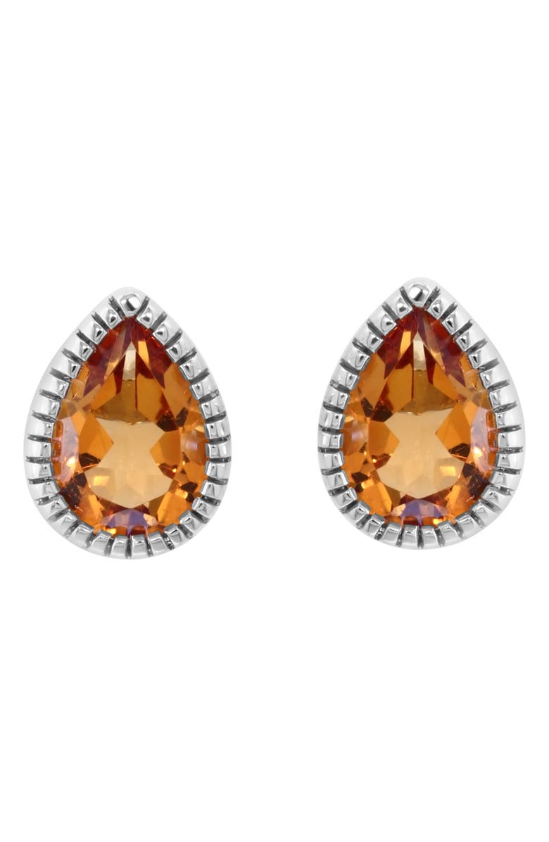 EFFY Sterling Silver Pear Cut Citrine Stud Earrings, Alternate, color, Orange