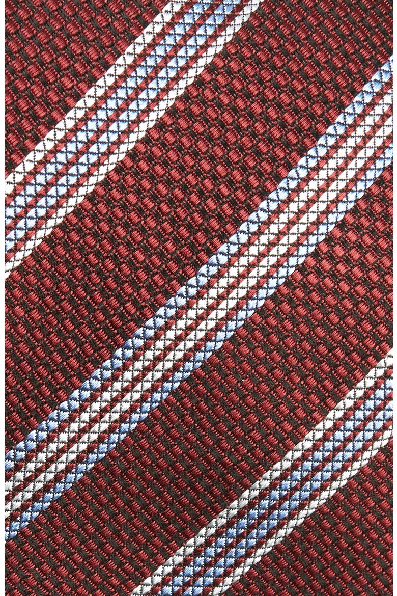 Jacquard Stripe Silk Tie, Alternate, color, DARK RED STRIPE