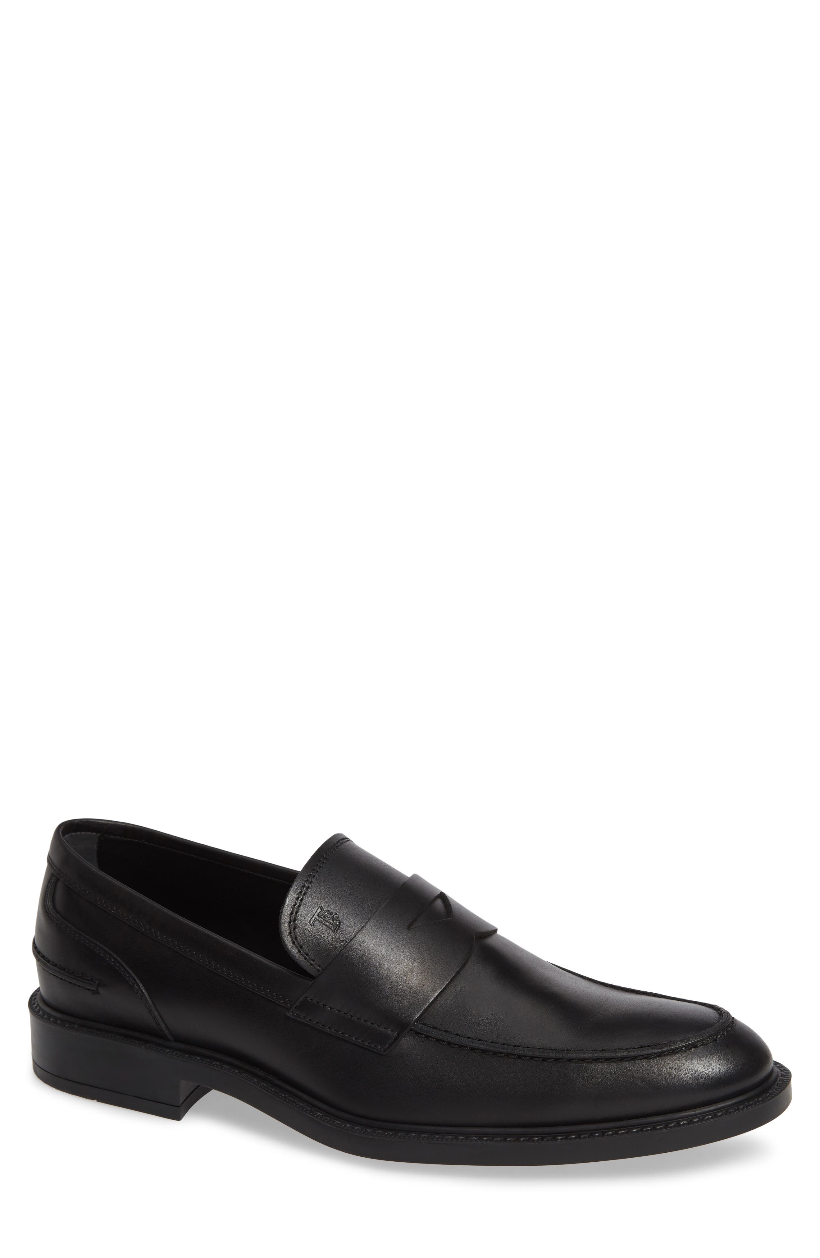 Mocassino Water Repellent Penny Loafer, Main, color, BLACK/ BLACK
