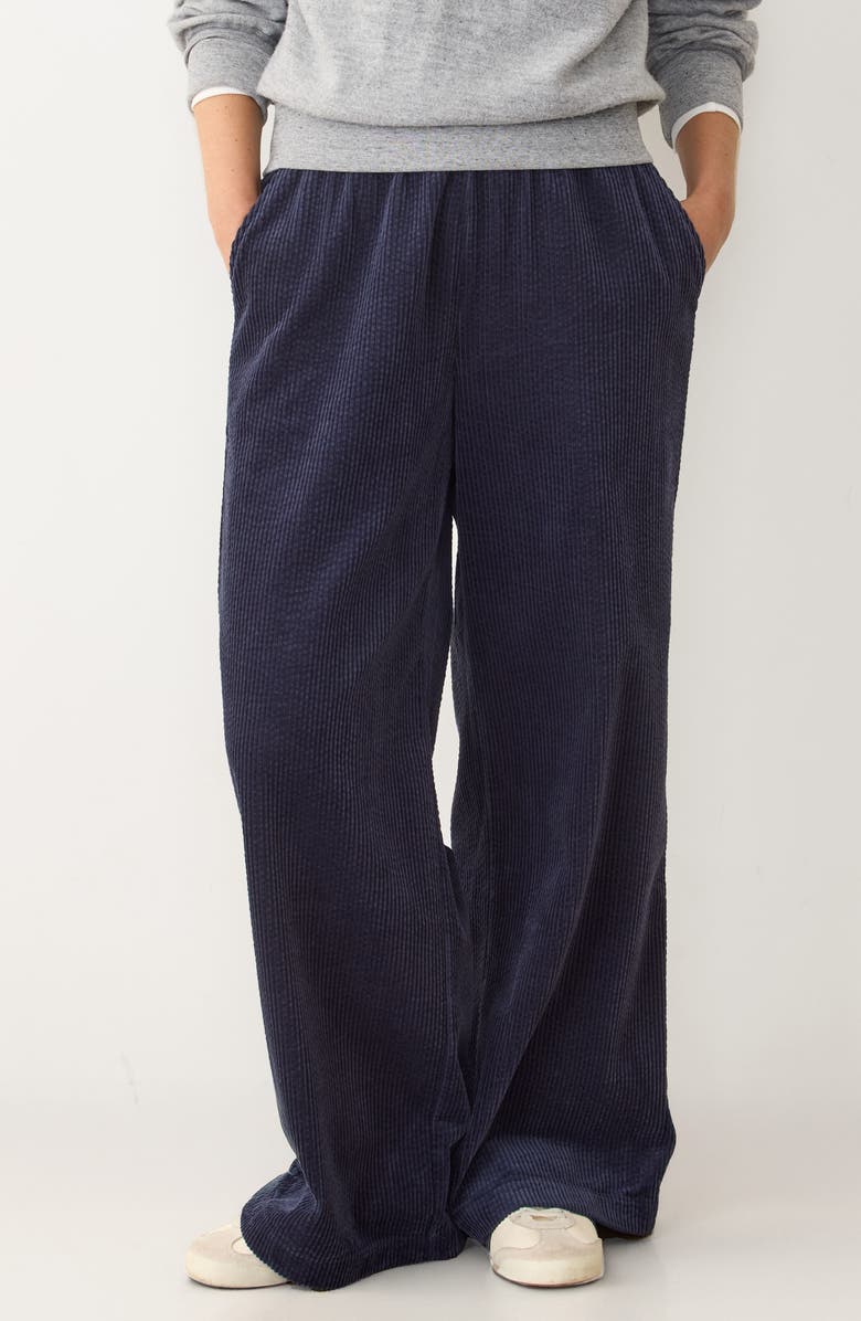 Marine Layer Allison Pull-On Wide Leg Corduroy Pants, Main, color, Navy
