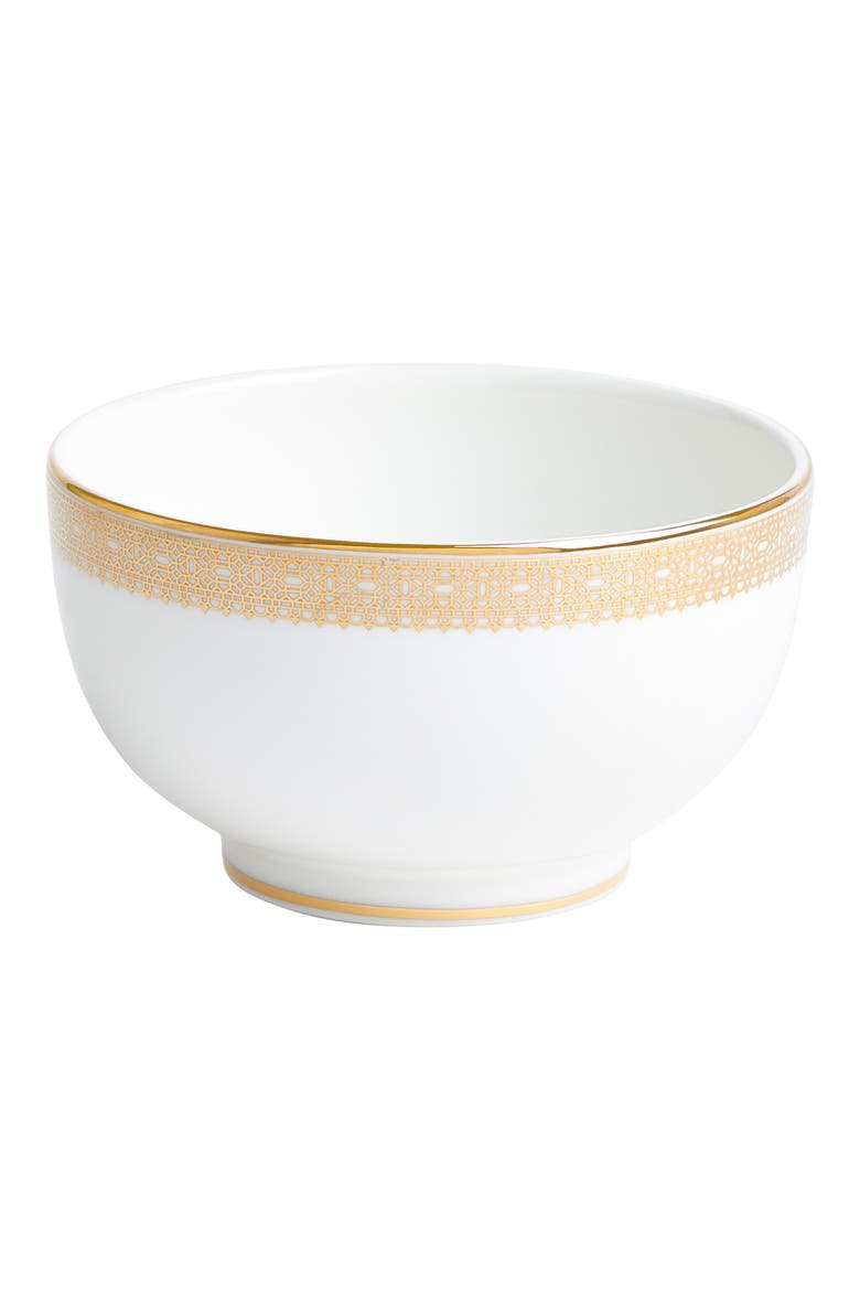 Lace Bone China Rice Bowl, Main, color, GOLD
