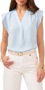 Vince Camuto Ruffle Sleeve Satin Top