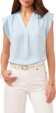 Vince Camuto Ruffle Sleeve Satin Top