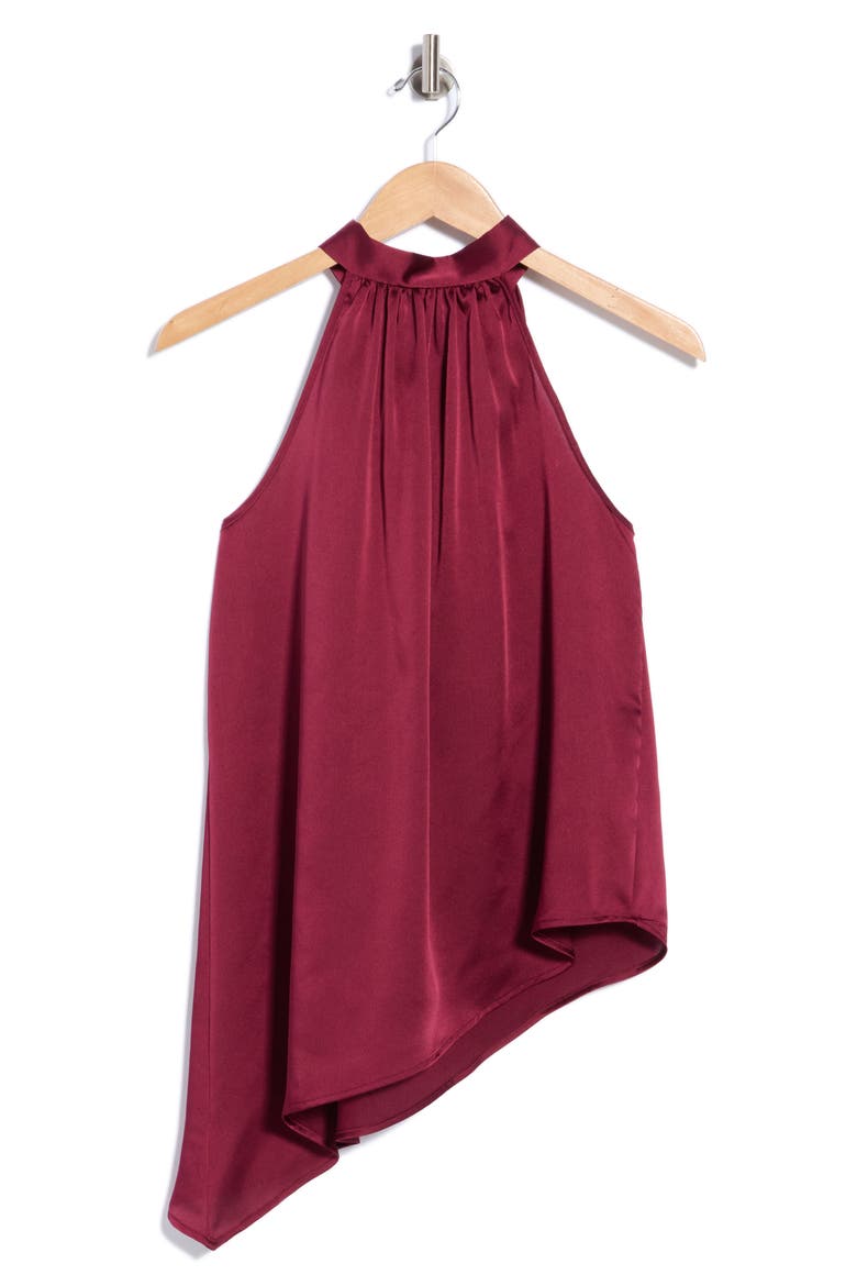 Halter Neck Asymmetric Top, Main, color, BURGUNDY