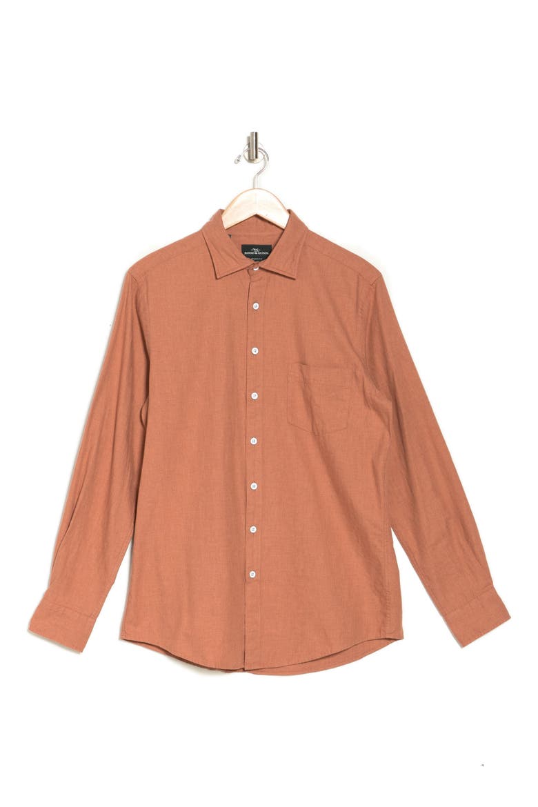 Martinborough Long Sleeve Cotton Button-Up Shirt, Alternate, color, TERRACOTTA