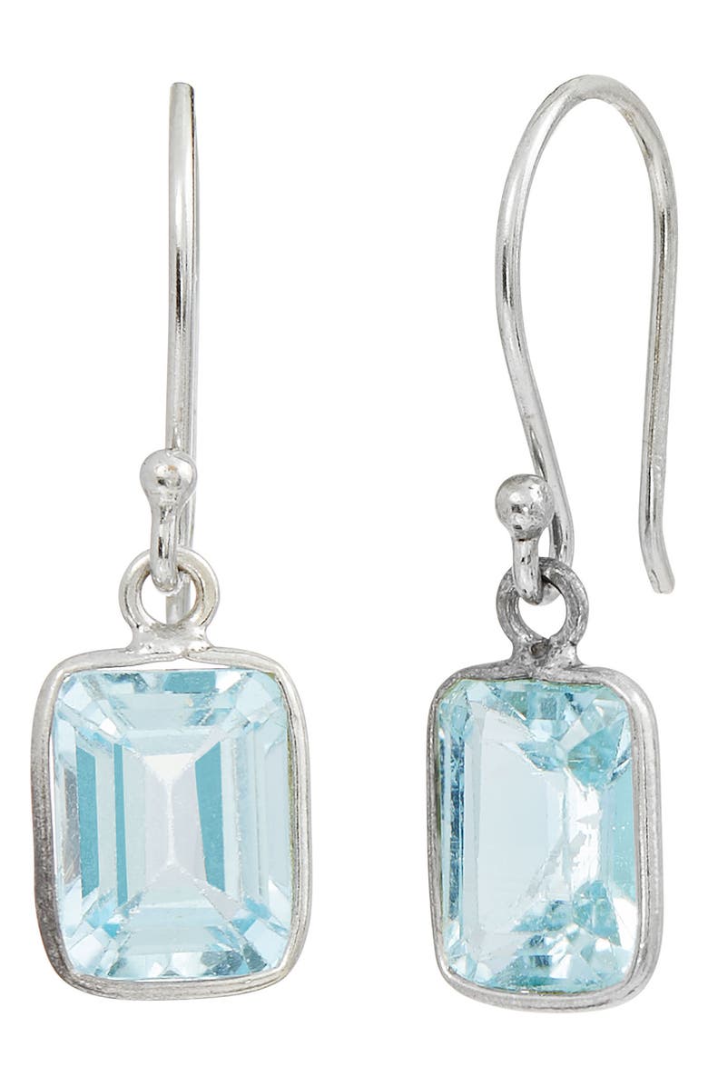 SAVVY CIE JEWELS Blue Topaz Drop Earrings, Main, color,