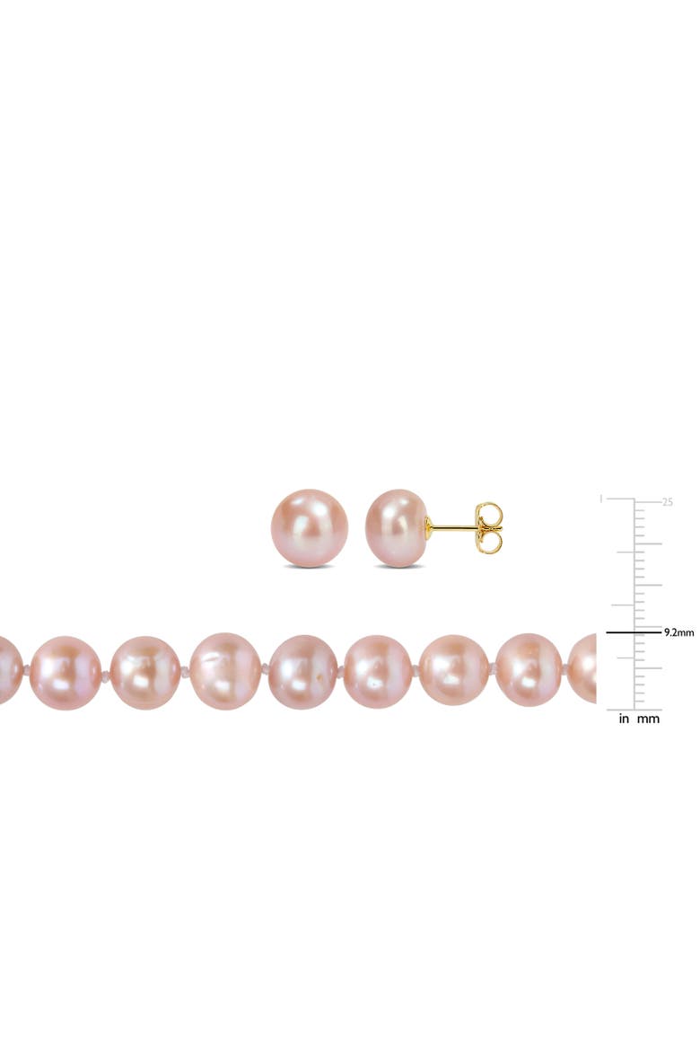 2-Piece Set Cultured Pearl Necklace & Earrings 14k, Alternate, color, Pink Pearl
