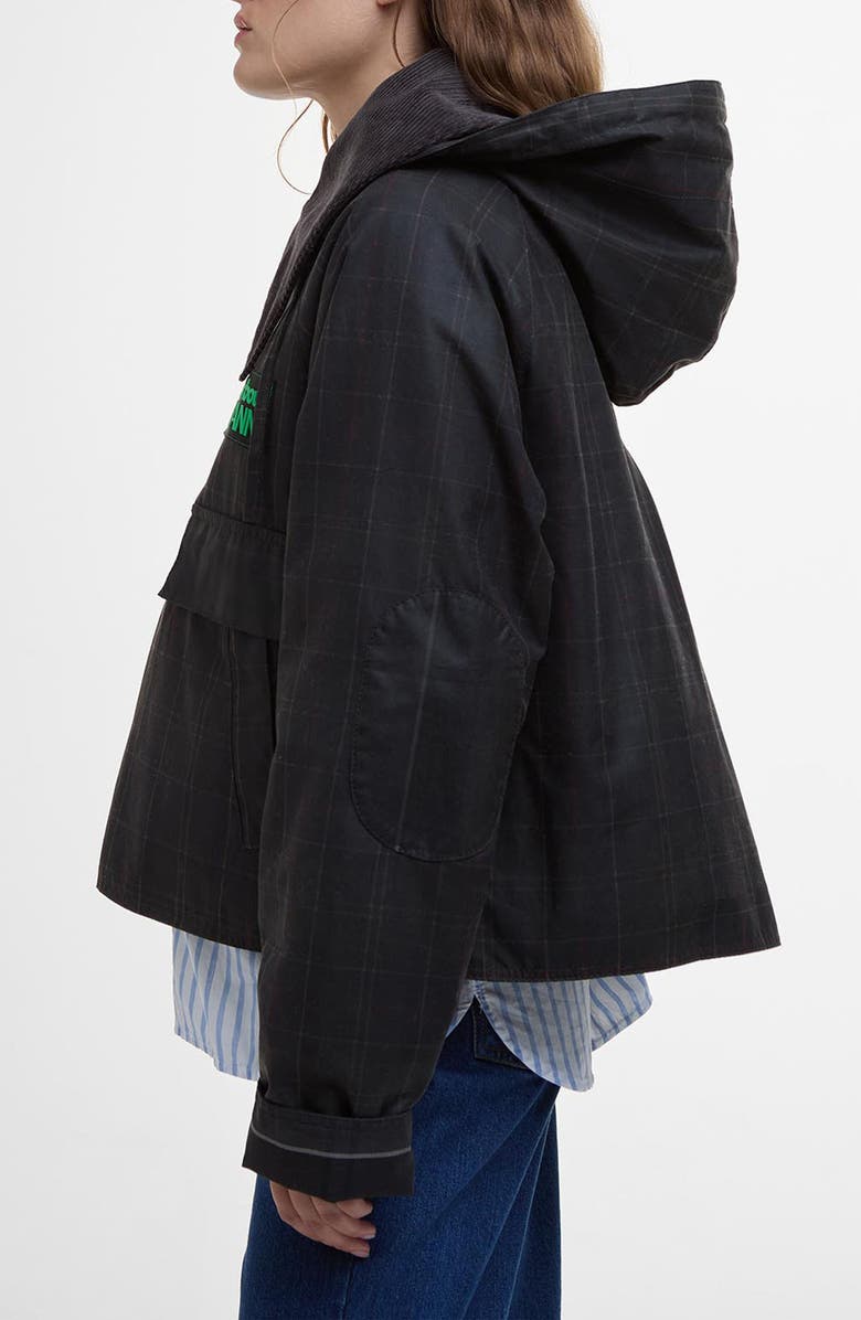 Barbour x Ganni Tartan Waxed Anorak with Removable Hood, Alternate, color,