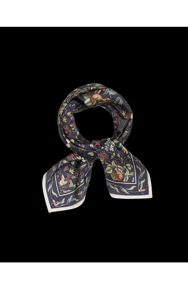 Fable England Wolf Garden Navy Square Scarf, Alternate, color, Navy