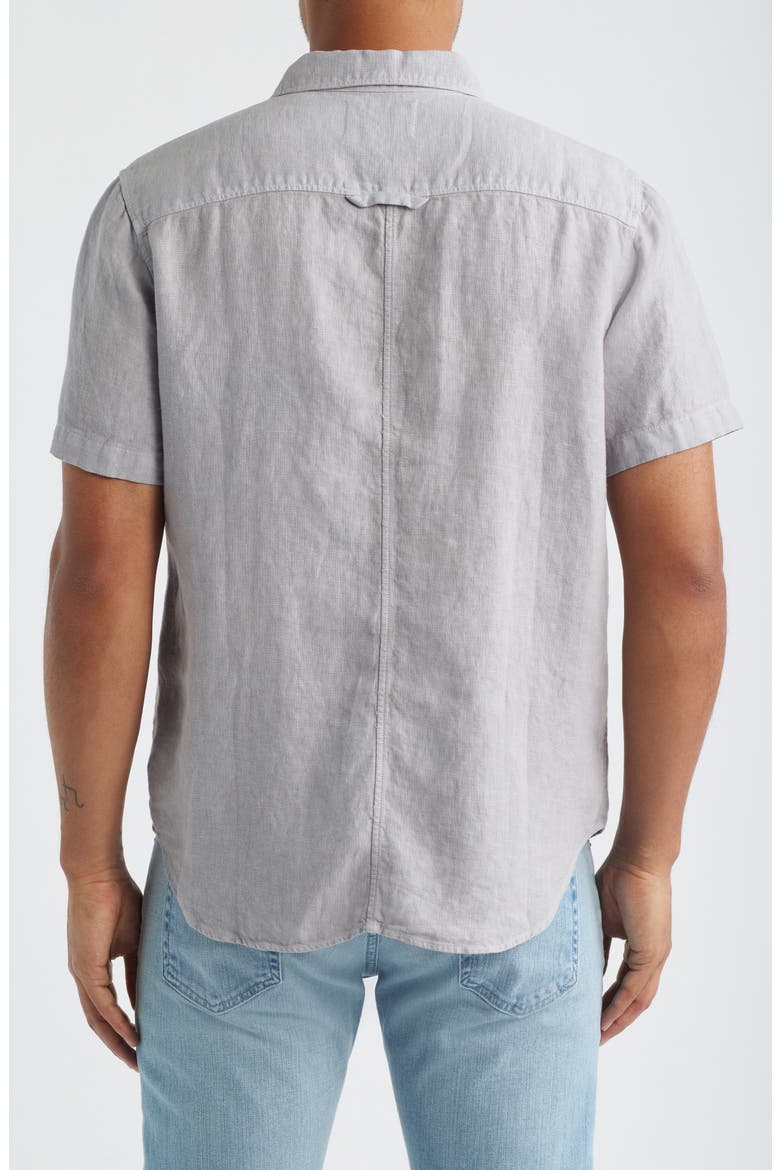 Cairo Short Sleeve Linen Button-Up Shirt, Alternate, color, STONE GREY LIGHT GREY