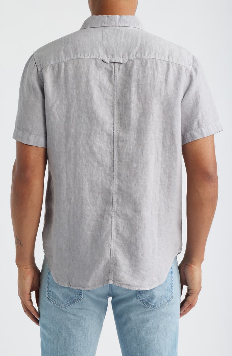 Citizens of Humanity Cairo Short Sleeve Linen Button-Up Shirt, Alternate, color, Stone Grey Light Grey