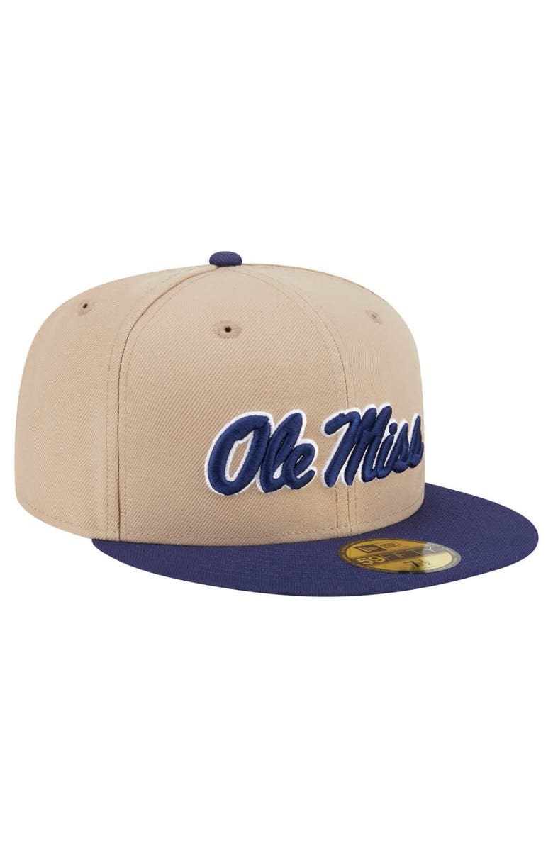 New Era Men
s New Era  Khaki Ole Miss Rebels Two-Tone 59FIFTY Fitted Hat, Alternate, color, Khaki