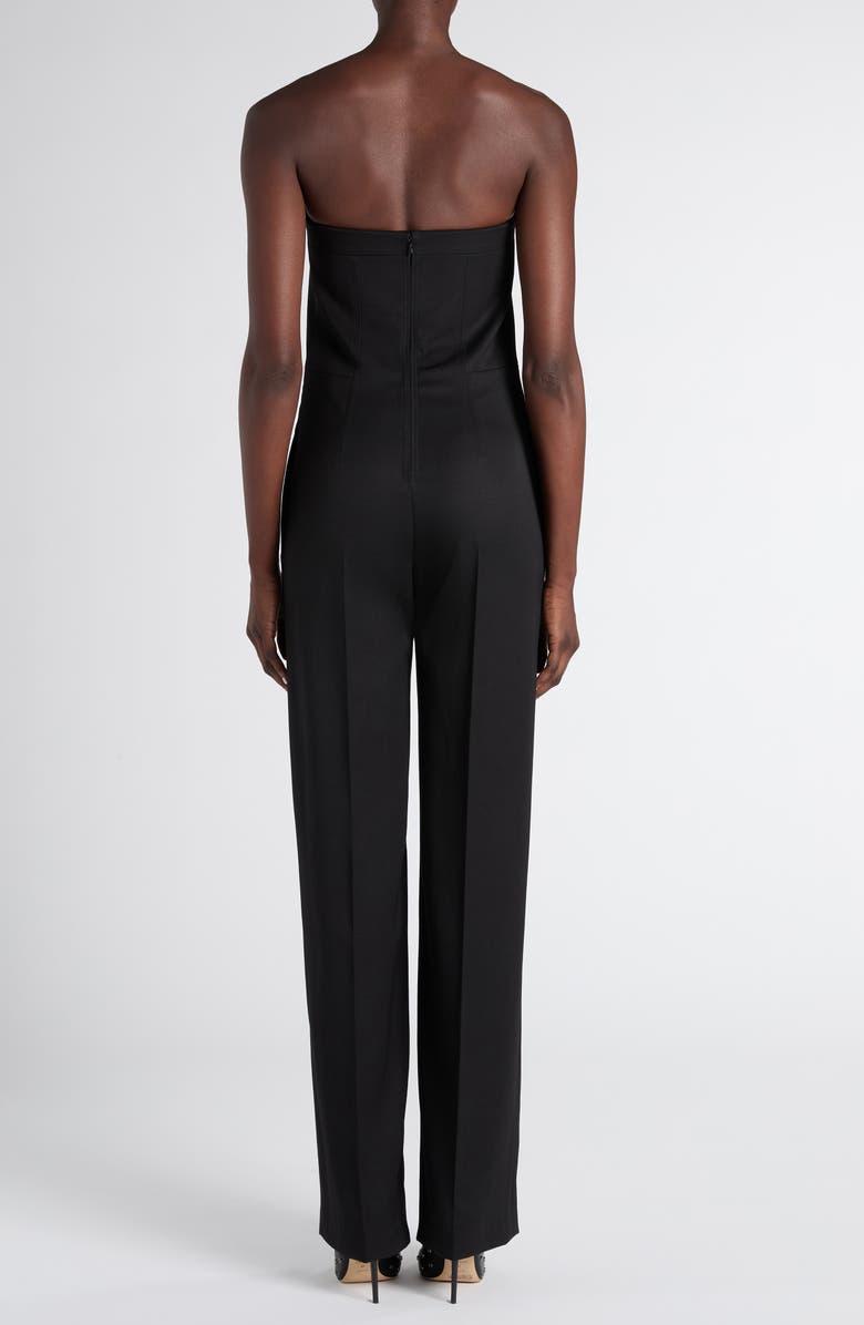 McQueen Strapless Wool Corset Jumpsuit, Alternate, color, Black