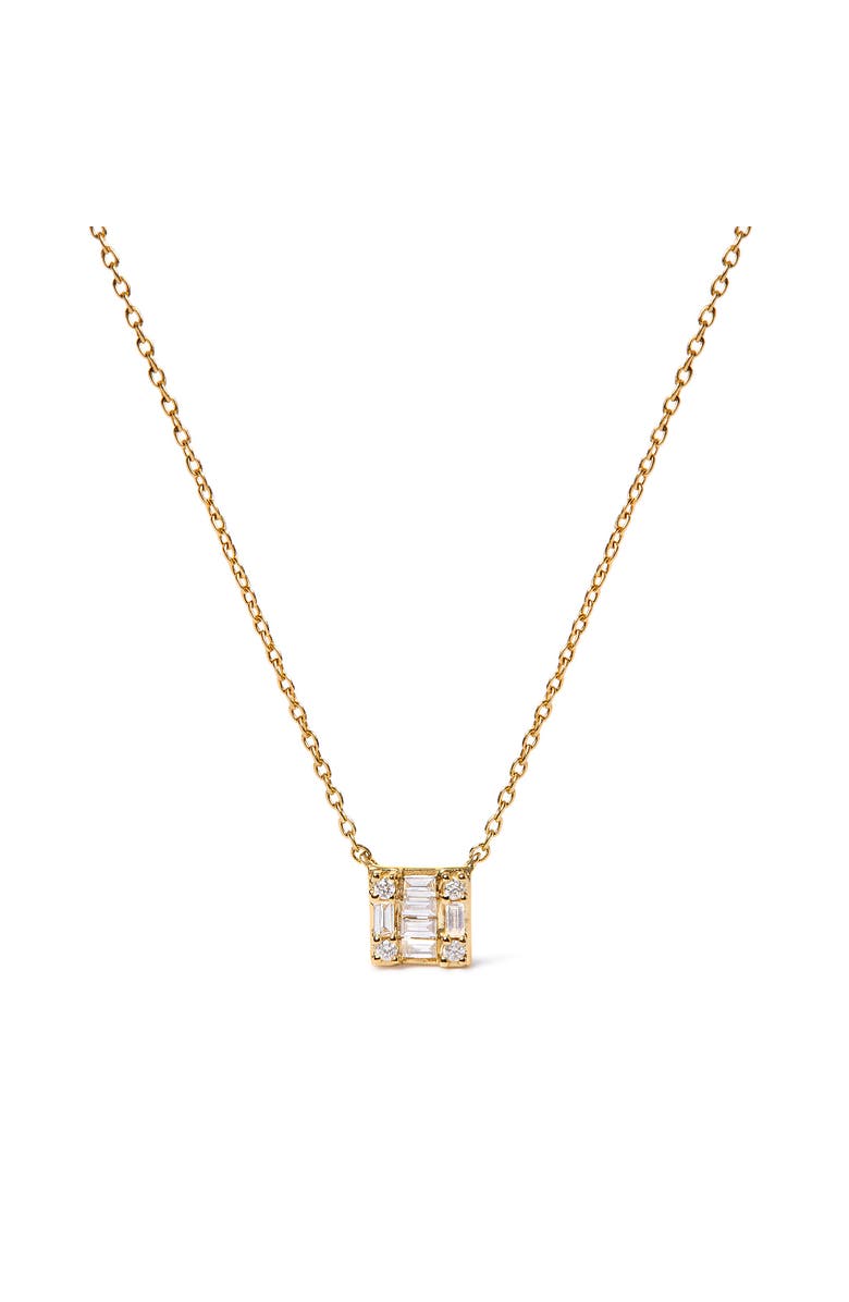 Haus of Brilliance 10K Yellow Gold 1/10 Cttw Mosaic Composite Square Inch Pendant Necklace, Main, color, Yellow