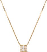 Haus of Brilliance 10K Yellow Gold 1/10 Cttw Mosaic Composite Square Inch Pendant Necklace