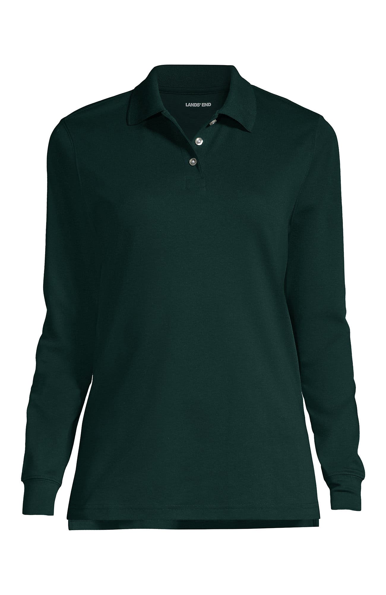 Lands' End Long Sleeve Interlock Polo Shirt (Women) | Nordstrom