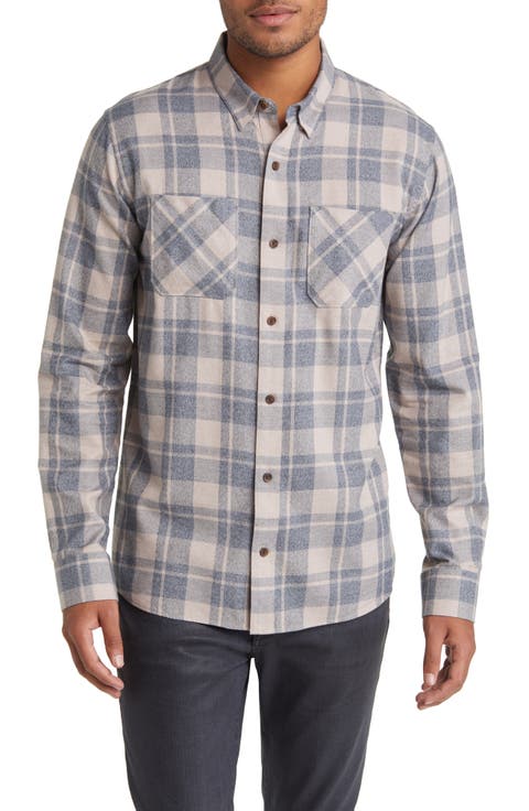 Cloud Plaid Flannel Button-Up Shirt