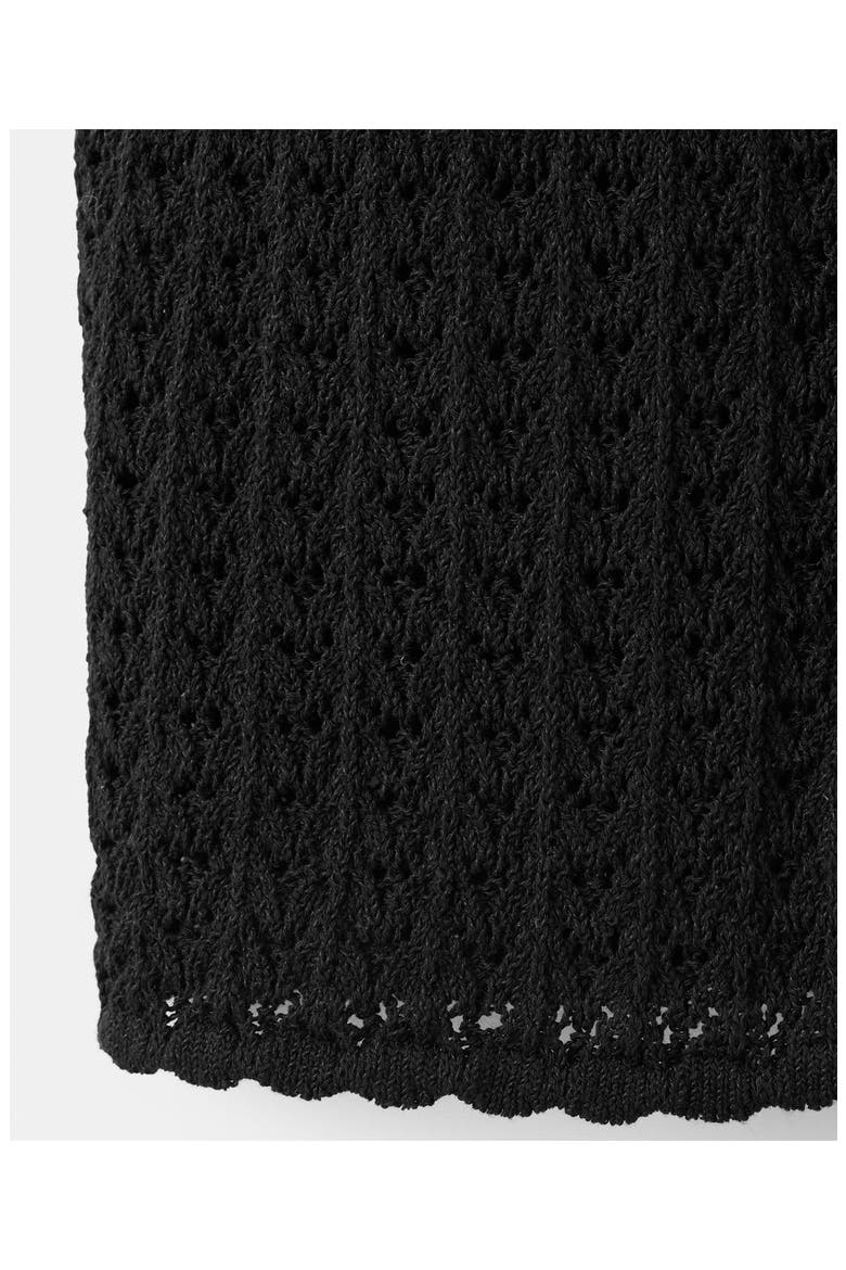 Open Stitch Short Sleeve Cardigan, Alternate, color, BLACK