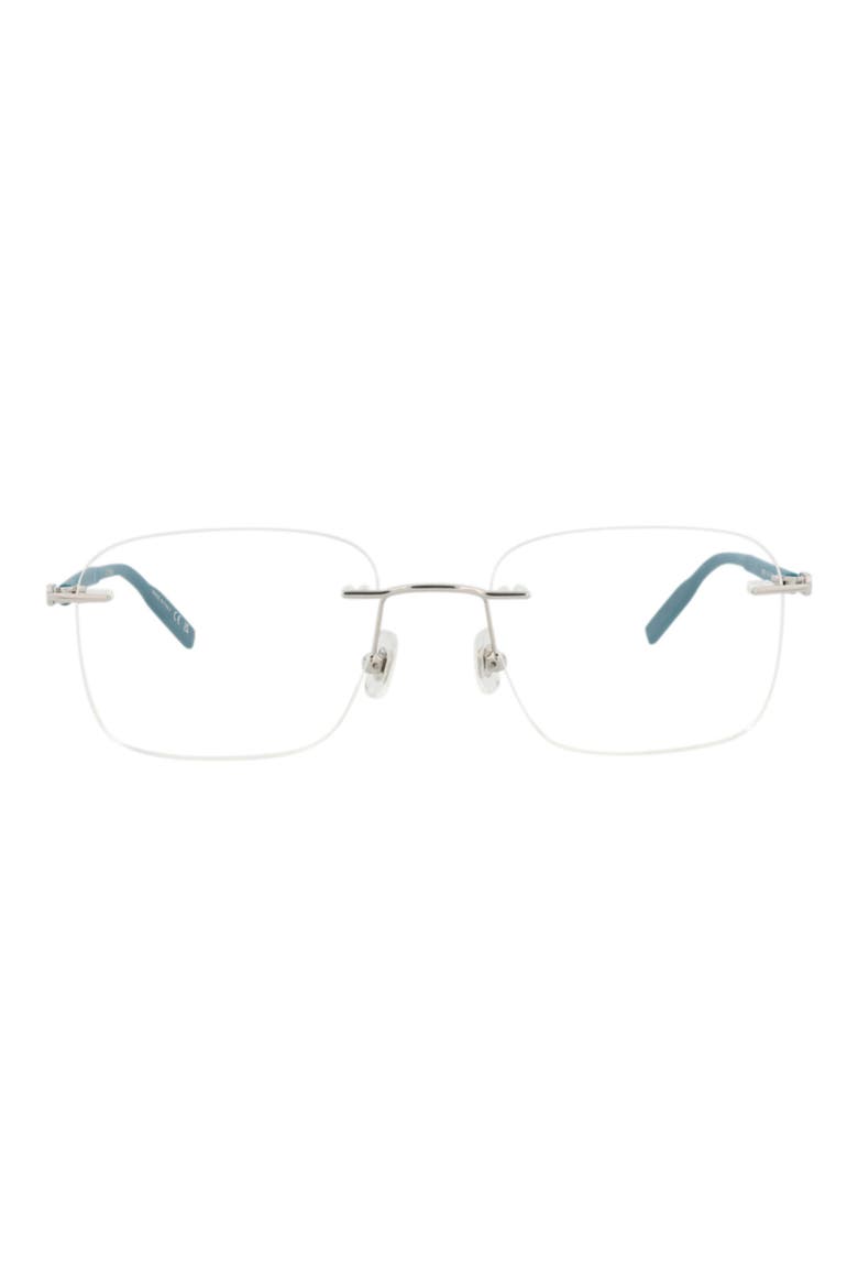 55mm Rimless Square Optical Glasses, Main, color, SILVER TEAL TRANSPARENT
