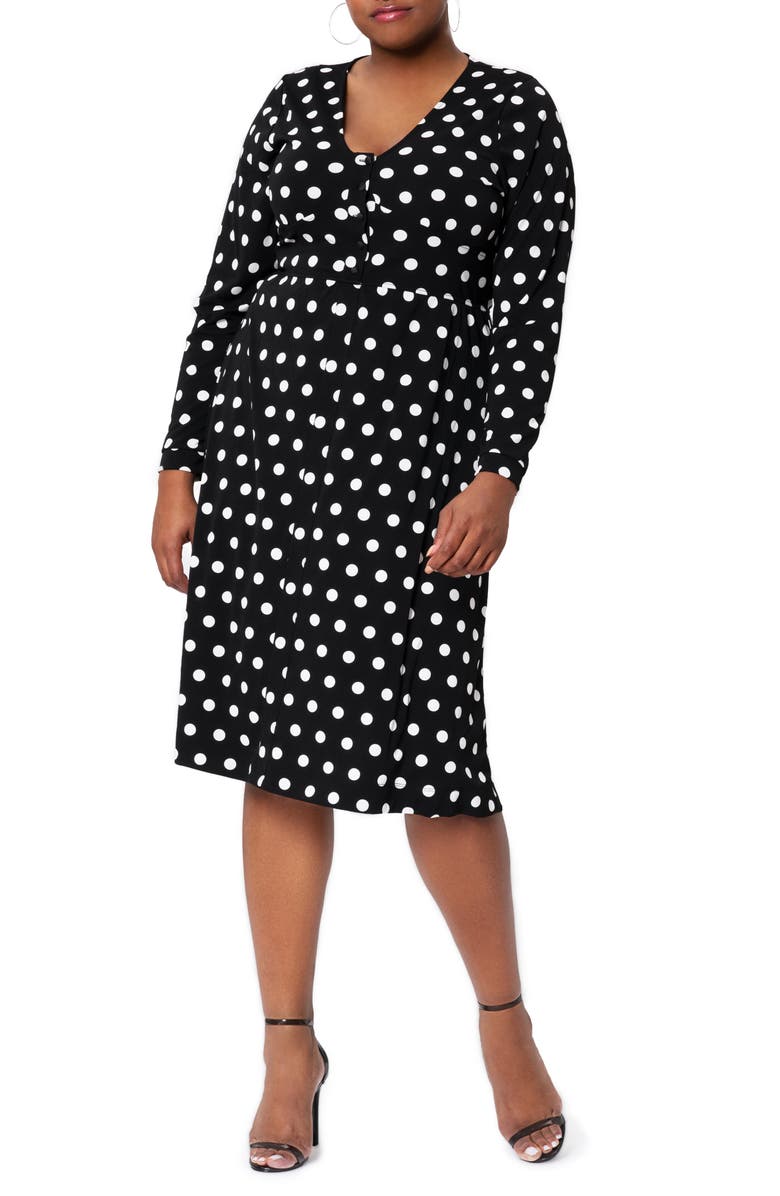 Leota Juliana Polka Dot Long Sleeve Dress, Main, color, 