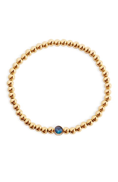 Gold Beaded Bubble Birthstone Bracelet