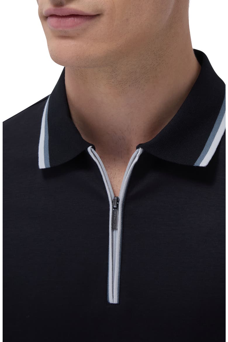 Tipped Quarter Zip Polo, Alternate, color, BLACK
