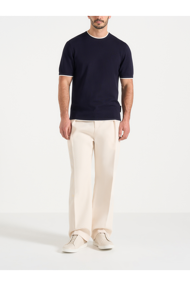 Wyatt Contrast Knit T Shirt, Main, color, Navy