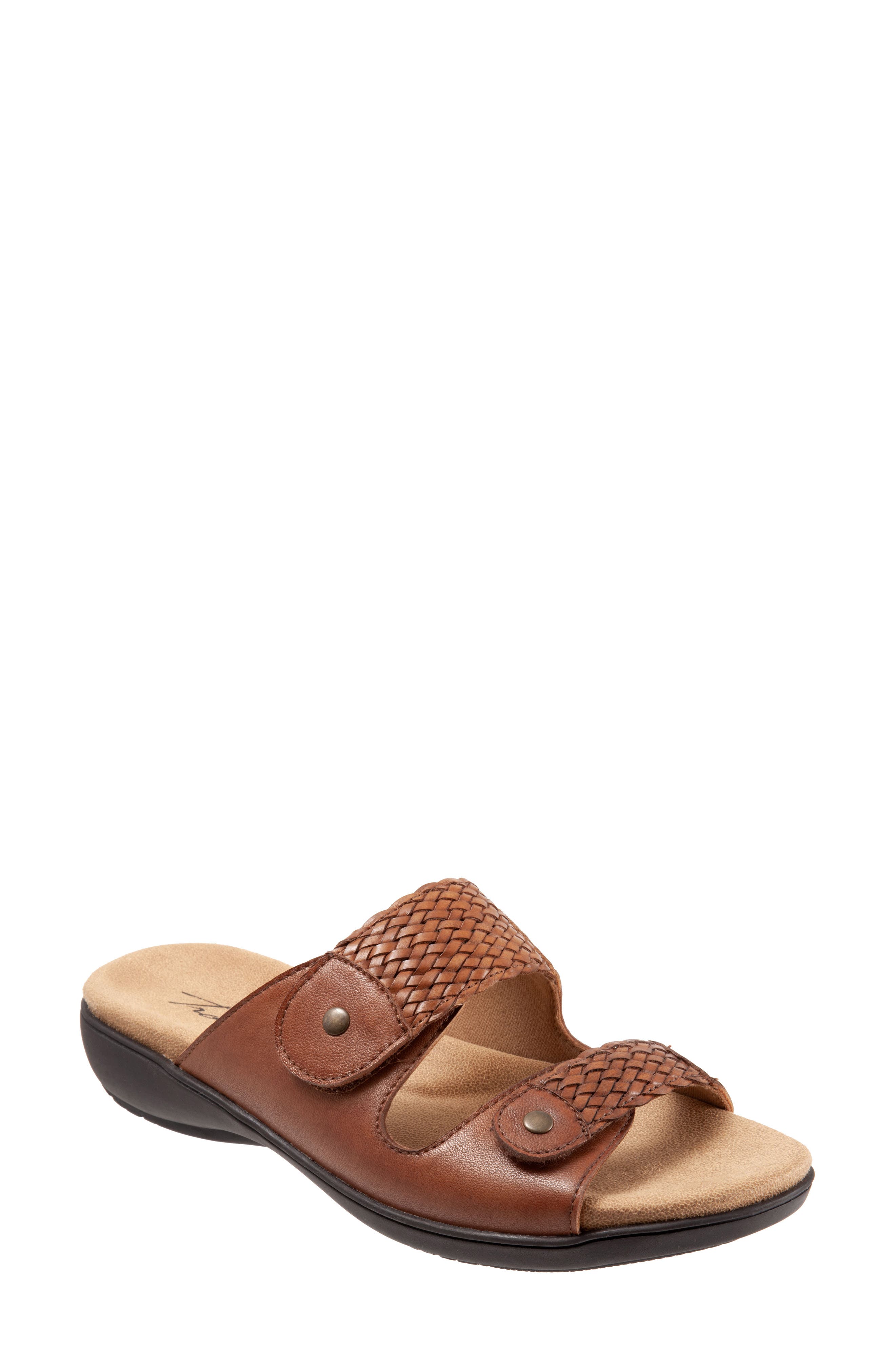 Terri Slide Sandal, Main, color, LIGHT LUGGAGE LEATHER