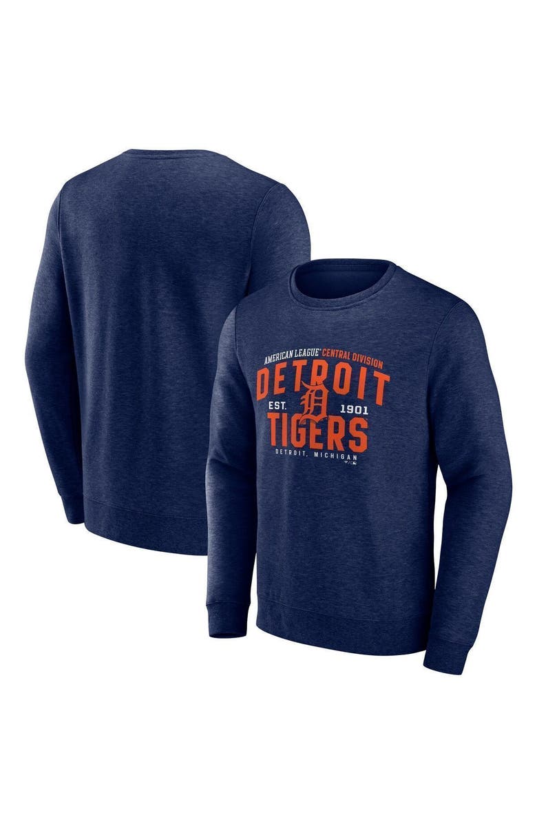 FANATICS Men's Fanatics Branded Heathered Navy Detroit Tigers Classic Move Pullover Sweatshirt, Main, color, 