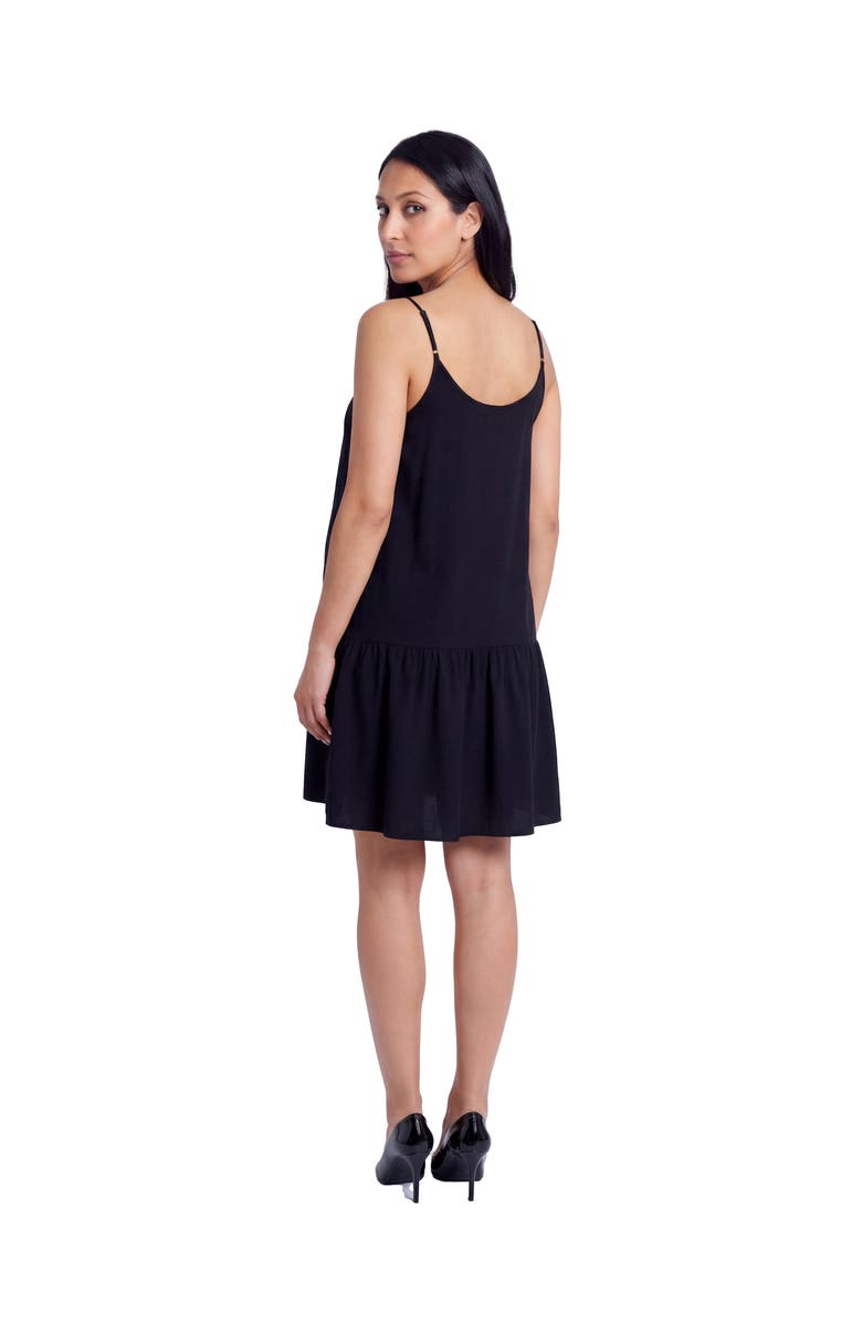 24seven Comfort Apparel Maternity Essential Scoop Neck Spaghetti Strap Pocket A-Line Mini Dress, Alternate, color, Black