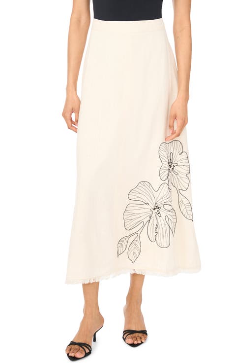 Placed Embroidered Floral Skirt