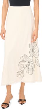 Vince Camuto Placed Embroidered Floral Skirt