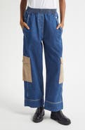 3.1 Phillip Lim Patchwork Wide Leg Elastic Waist Cargo Jeans
