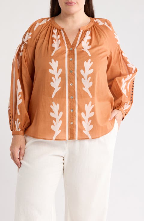 Border Print Button-Up Shirt